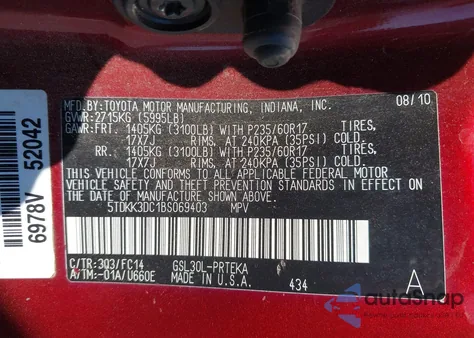 2011 Toyota Sienna Le из США, поврежденный, VIN 5TDKK3DC1BS069403